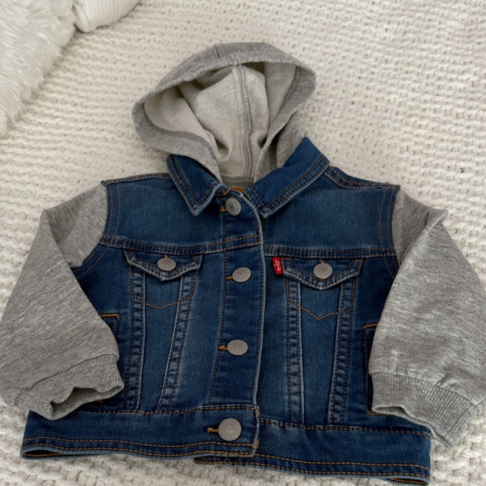 Baby Levi's Blue Denim Jacket with Gray Hood